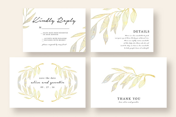 Watercolor Branch Wedding Suite in Wedding Templates - product preview 2
