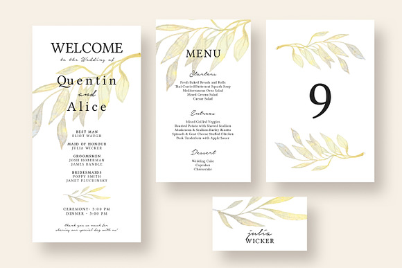 Watercolor Branch Wedding Suite in Wedding Templates - product preview 3