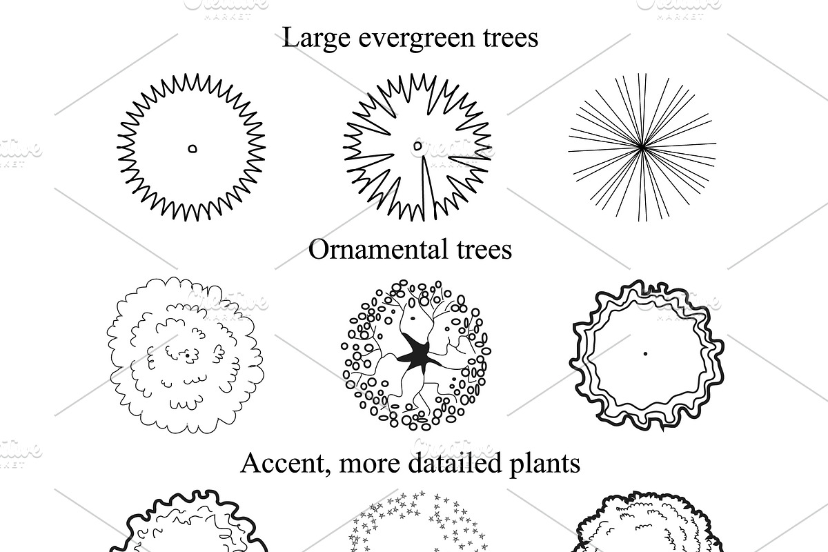 Vector trees, ground symbol set  in Objects - product preview 8