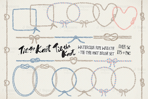 Watercolor Tie-the-Knot Wreath+Brush in Illustrations - product preview 1