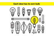 Different light bulb icon collection