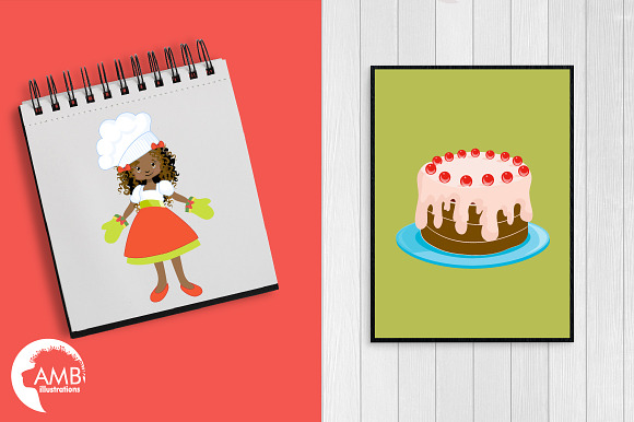 Baking Girls Clipart AMB-1135 in Illustrations - product preview 4