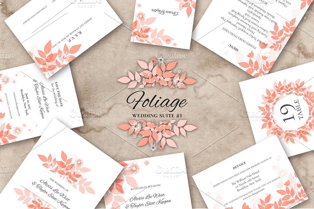 Foliage Wedding Suite No.1 in Wedding Templates - product preview 8
