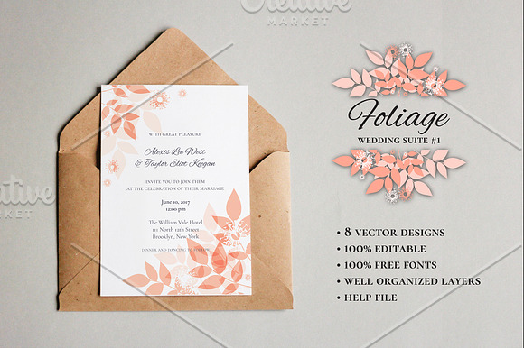 Foliage Wedding Suite No.1 in Wedding Templates - product preview 2