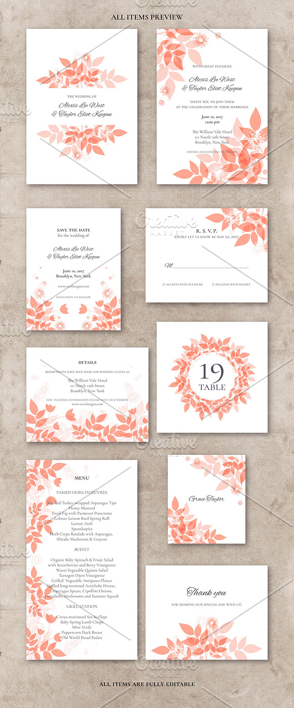 Foliage Wedding Suite No.1 in Wedding Templates - product preview 6