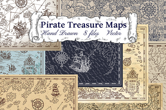 Pirate Treasure Maps Vector in Illustrations - product preview 2