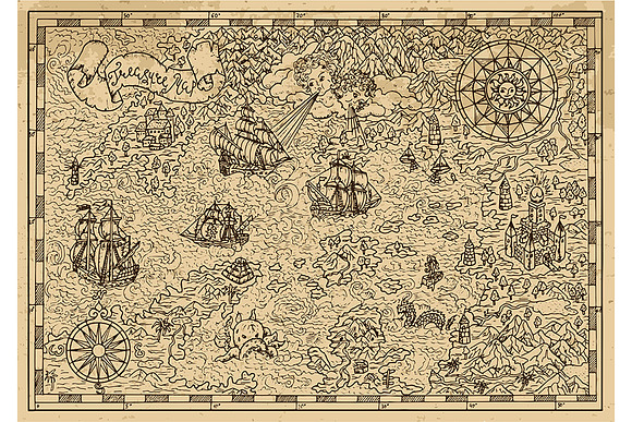 Pirate Treasure Maps Vector in Illustrations - product preview 7