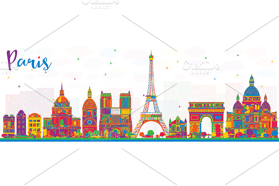 Paris France City Skyline in Illustrations - product preview 8