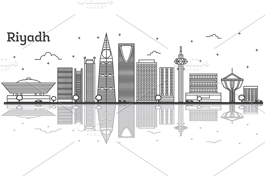 Outline Riyadh Saudi Arabia City  in Graphics - product preview 8