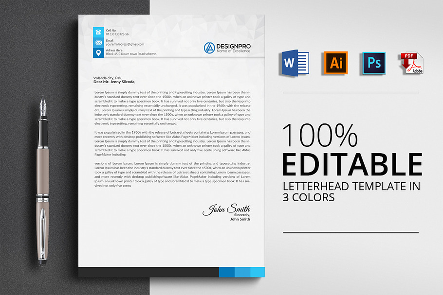 Professional Letter Head ( Word ) in Stationery Templates - product preview 8