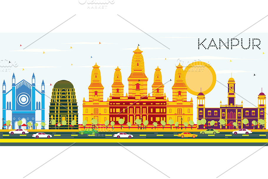 Kanpur India City Skyline in Illustrations - product preview 8