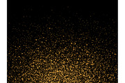 Gold glitter particles on transparent background. Golden glowing lights magic effects.
