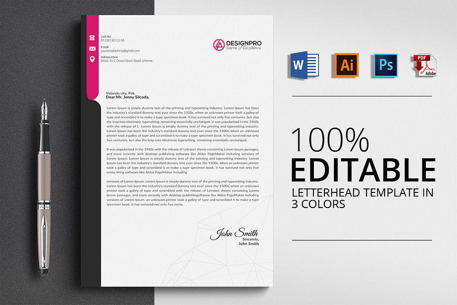 Letterhead Print Templates with Word in Stationery Templates - product preview 8