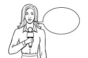 Journalist with microphone coloring book vector