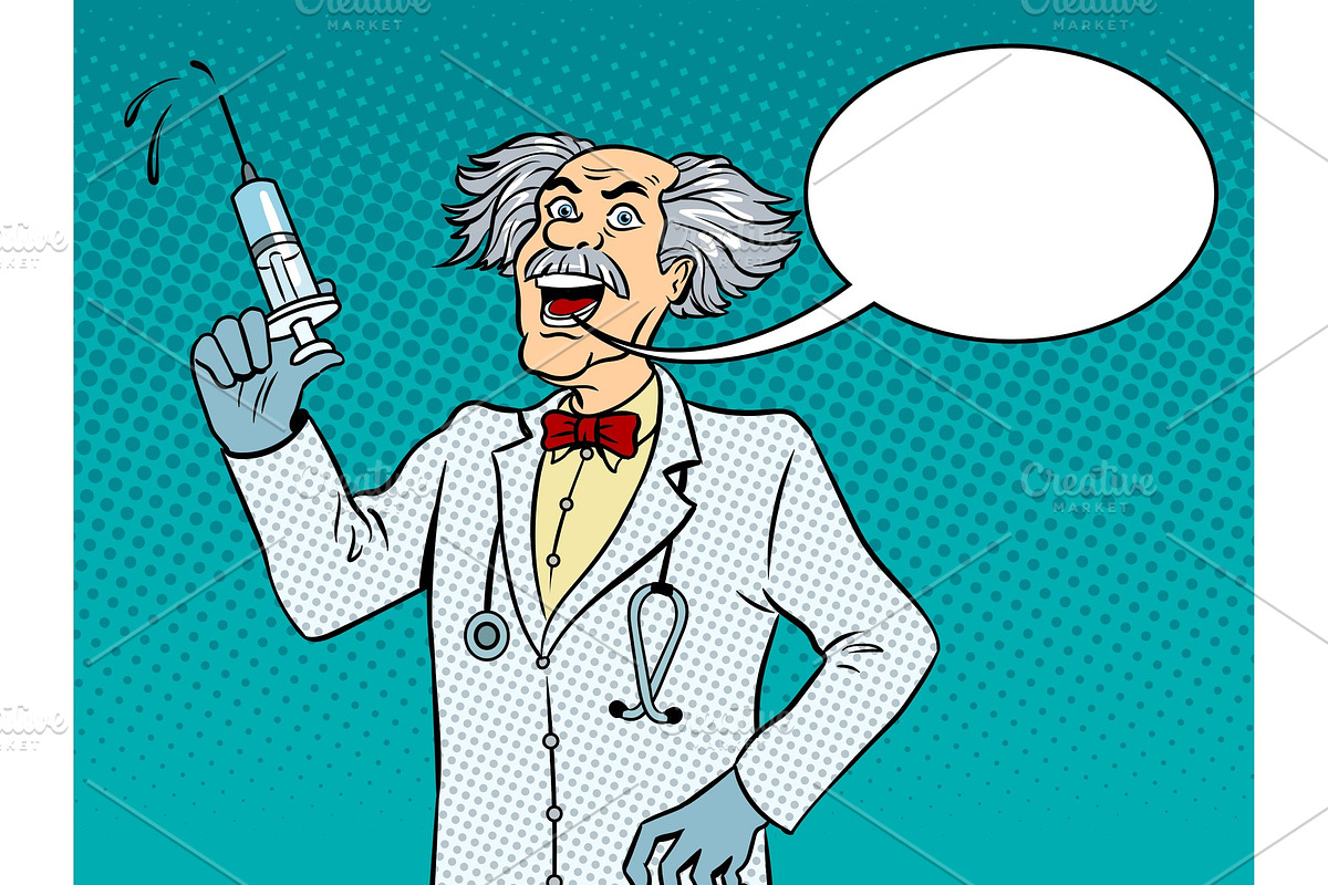 Mad doctor with syringe pop art vector in Illustrations - product preview 8