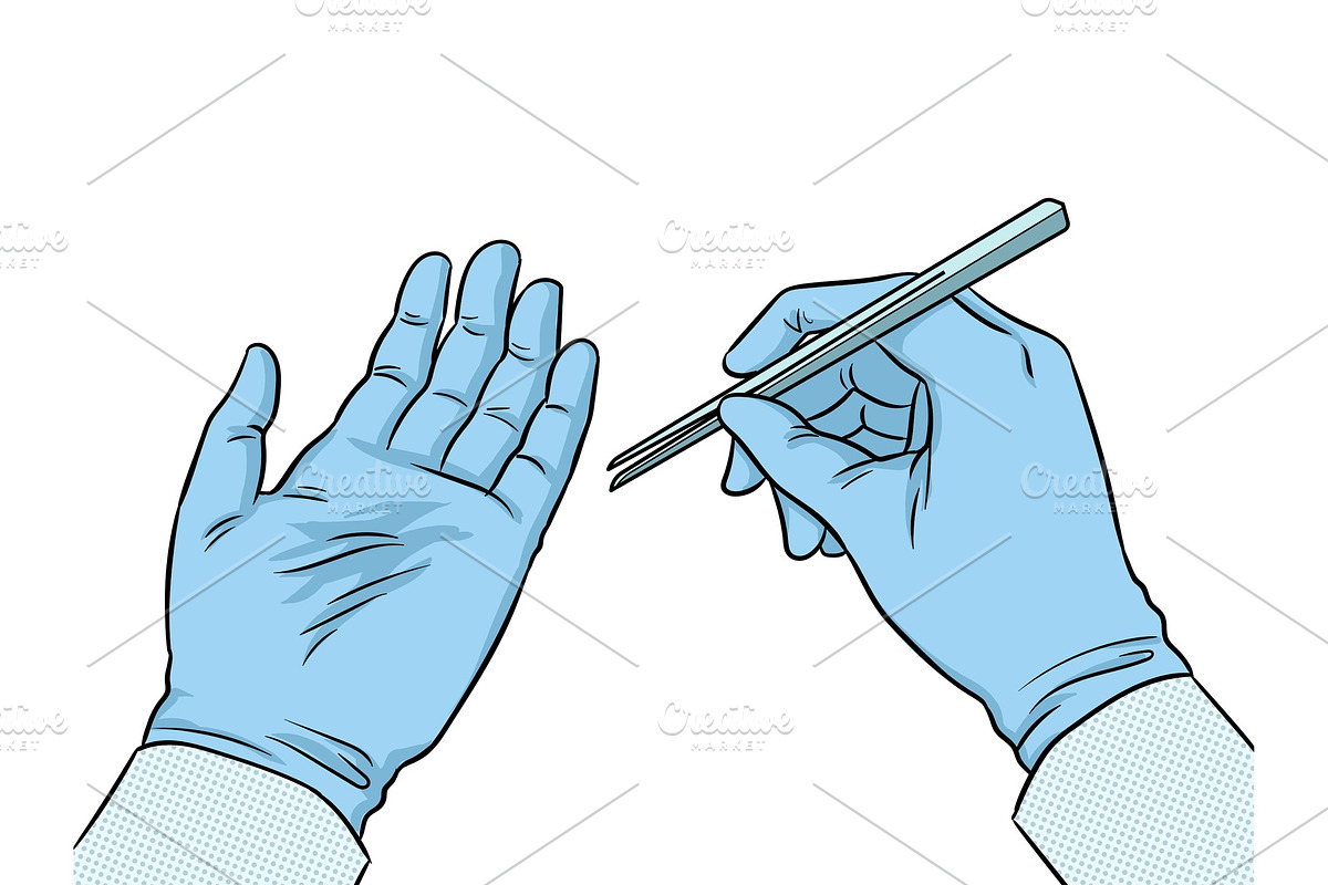 Hands of scientist in glove pop art vector in Illustrations - product preview 8