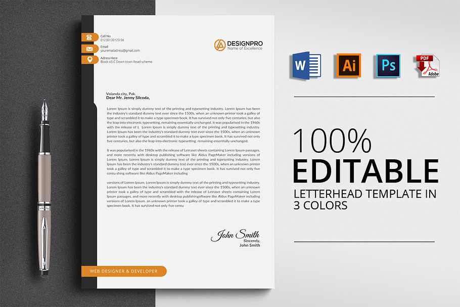 Letterhead Template with Word Format in Stationery Templates - product preview 8