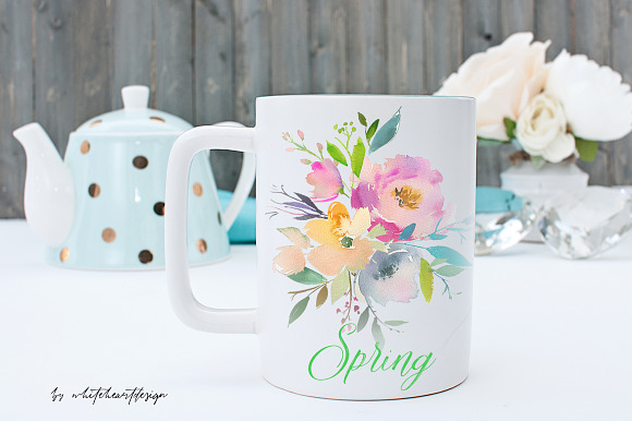 Boho Pastel Watercolor Flowers Set in Illustrations - product preview 2