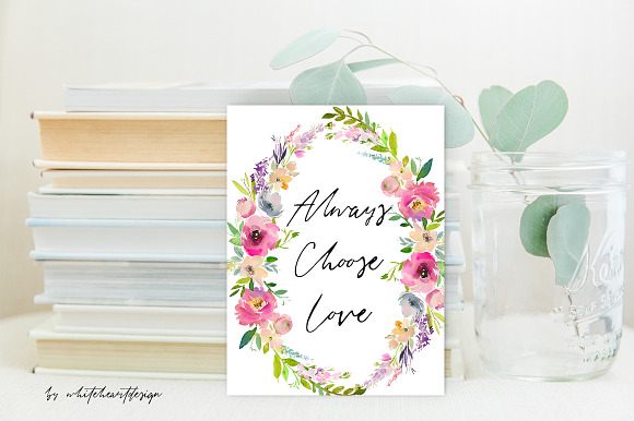Boho Pastel Watercolor Flowers Set in Illustrations - product preview 4