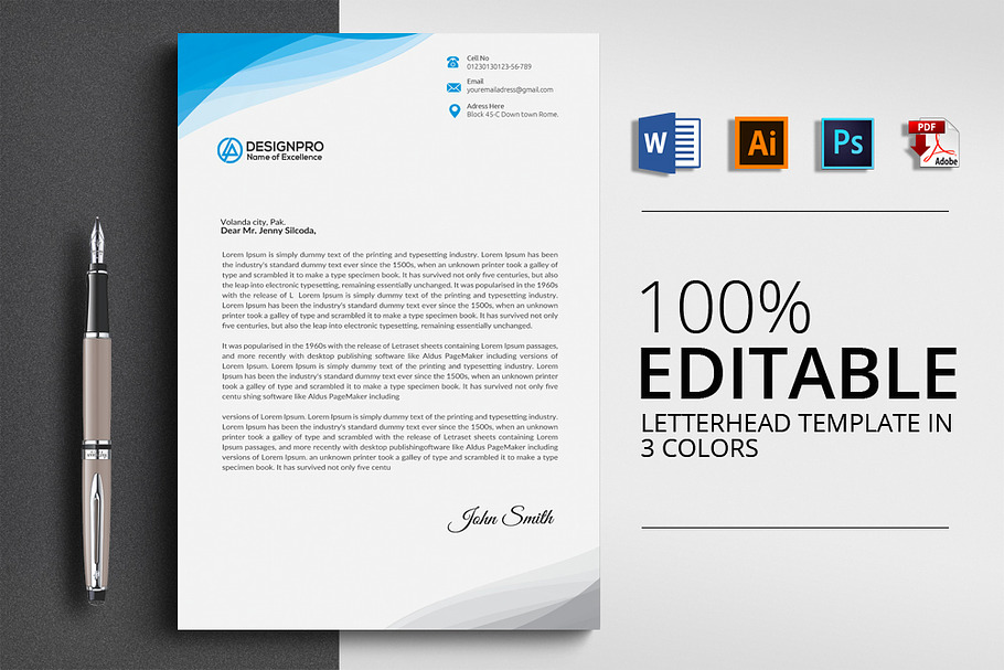 Letterhead (Word included)  in Stationery Templates - product preview 8