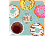 Coffee and sweet donuts for you promotional poster