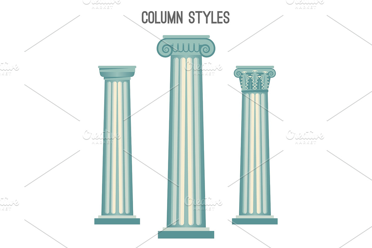 Column styles set from elegant ancient architecture traditions in Illustrations - product preview 8