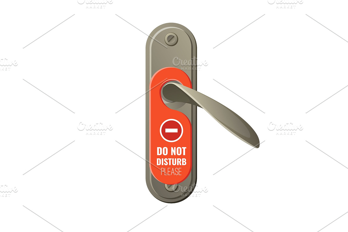 Metal door handle with do not disturb sign in Objects - product preview 8