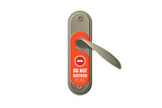 Metal door handle with do not disturb sign