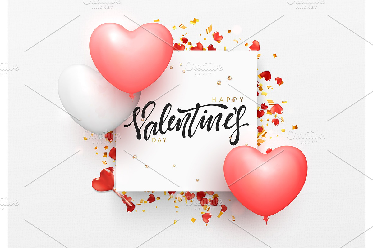 Valentines day background with balloons shape heart. in Objects - product preview 8