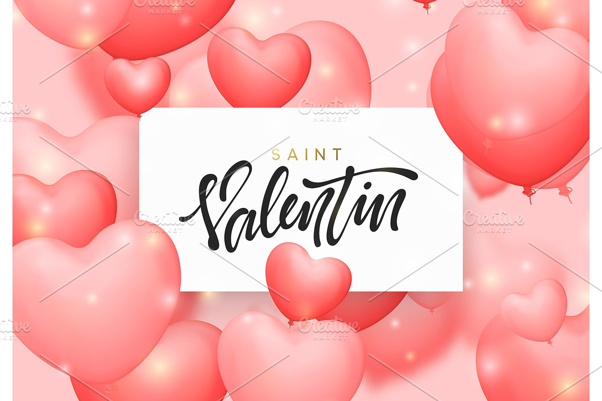 Saint valentin background with pink color balloons in the form of hearts in Objects - product preview 8