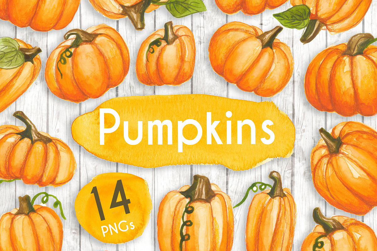 Watercolour Pumpkins in Illustrations - product preview 8