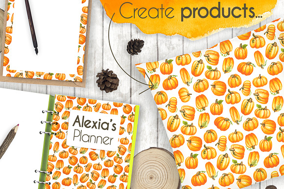 Watercolour Pumpkins in Illustrations - product preview 4