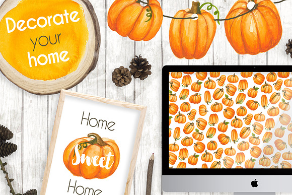 Watercolour Pumpkins in Illustrations - product preview 5