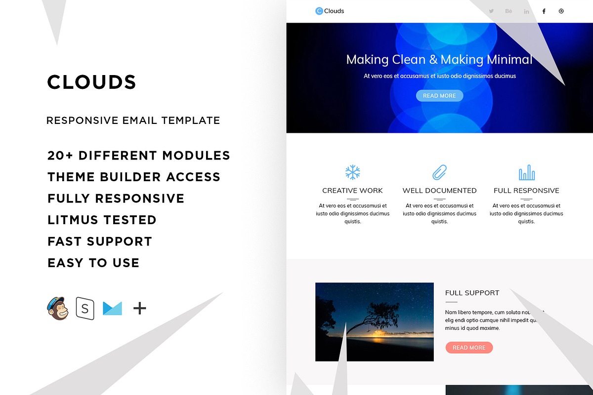 Clouds – Responsive Email template in Mailchimp Templates - product preview 8