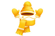 Cute Hat Scarf and Gloves Vector Illustration