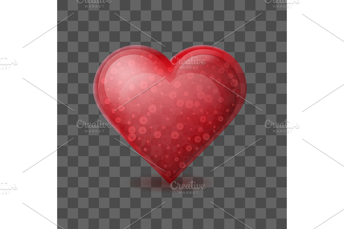 Red heart with bubbles inside isolated on transparent background. in Objects - product preview 8