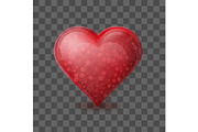 Red heart with bubbles inside isolated on transparent background.