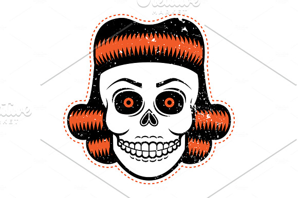 Spooky Rockabilly Skulls in Illustrations - product preview 1