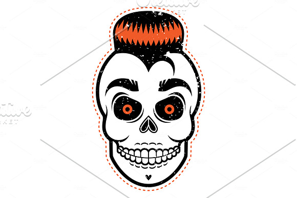 Spooky Rockabilly Skulls in Illustrations - product preview 2