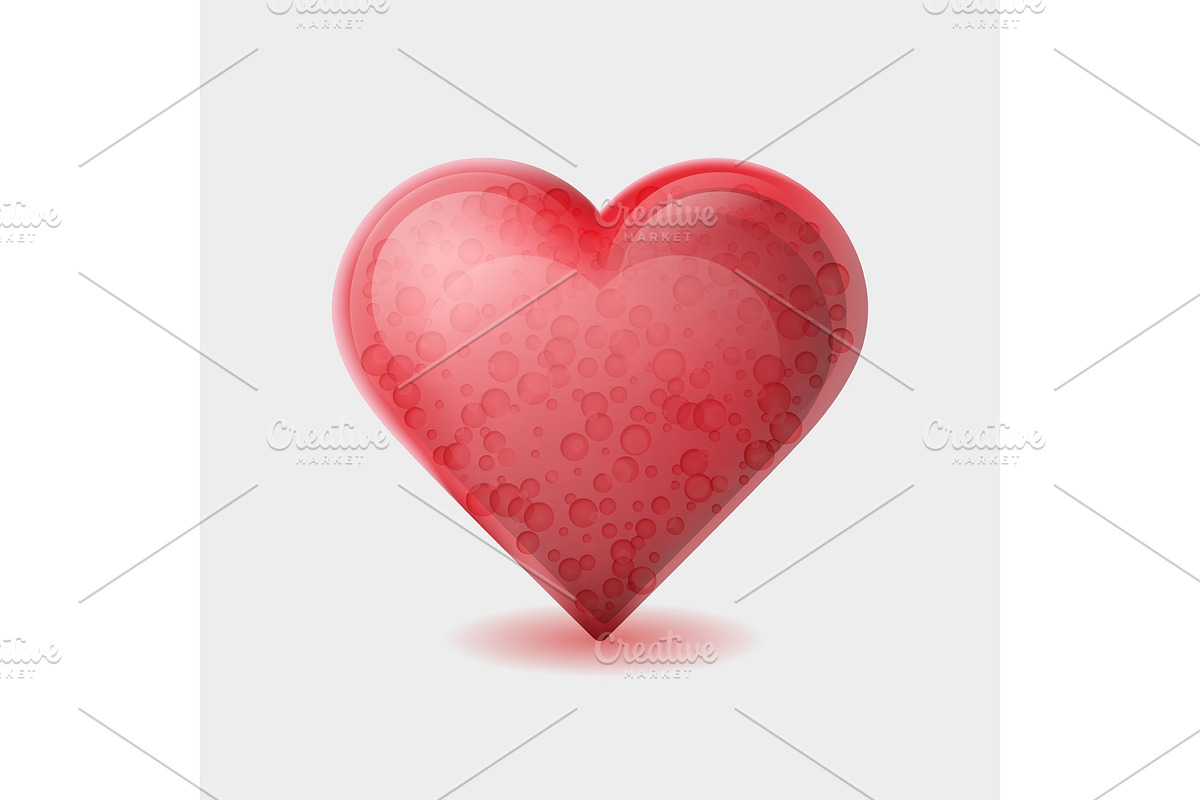Red heart with bubbles inside isolated on white background. in Objects - product preview 8