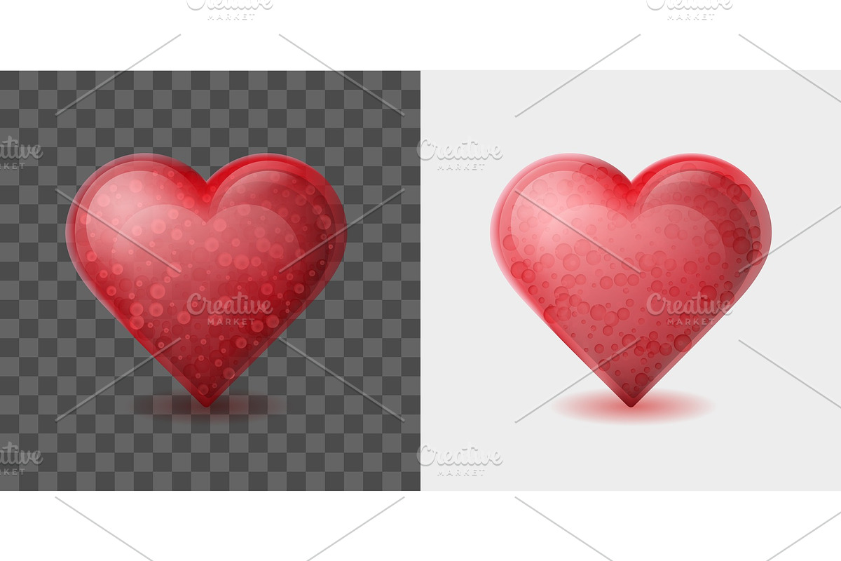 Red heart with bubbles inside isolated on white and transparent background. in Objects - product preview 8