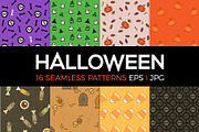 16 Halloween seamless patterns