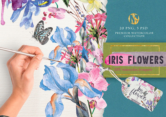  Watercolor DIY "IRIS" vol.1 in Illustrations - product preview 3
