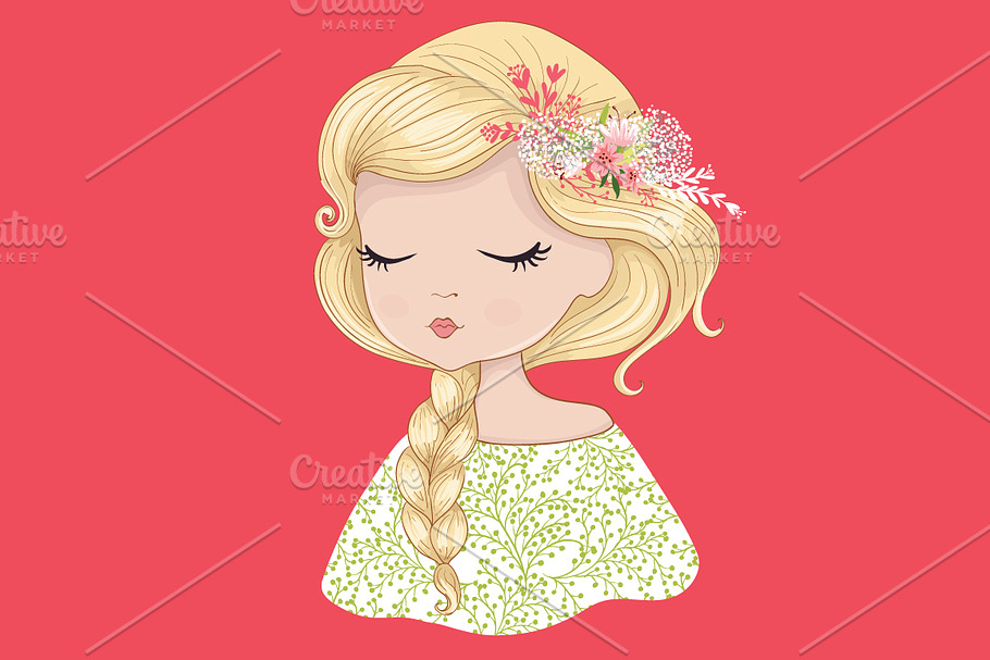 Cute Girl-Girl vector illustration in Illustrations - product preview 8