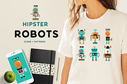 Hipster robots + patterns set
