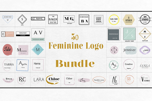 50 Feminine Logo Bundle in Logo Templates - product preview 3