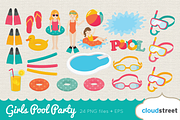 Girls Pool Party Clip Art