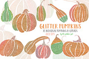 Glitter Pumpkin Clip Art Set