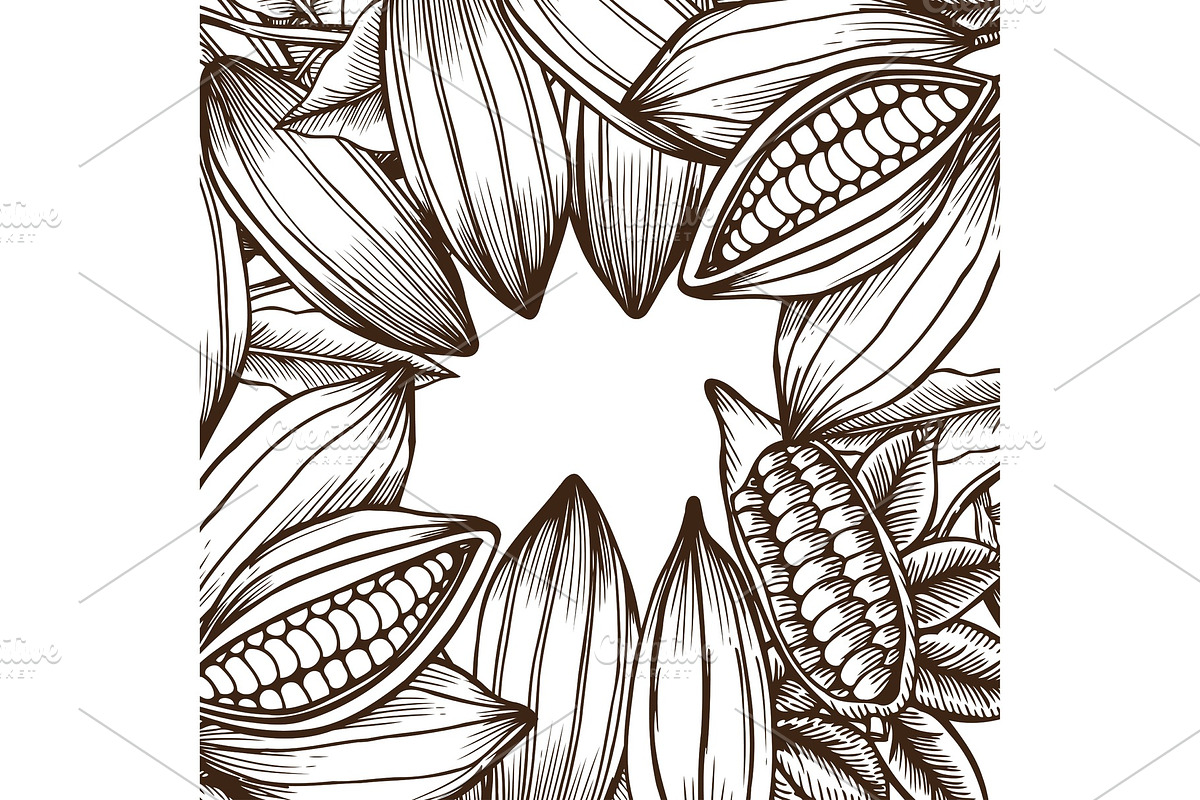template with cocoa beans in Illustrations - product preview 8