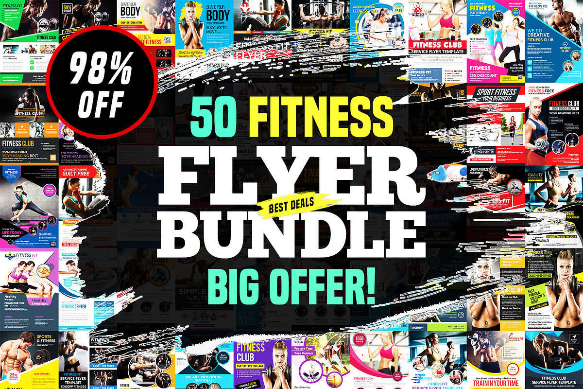 50-Fitness Flyers Bundle Template in Flyer Templates - product preview 8